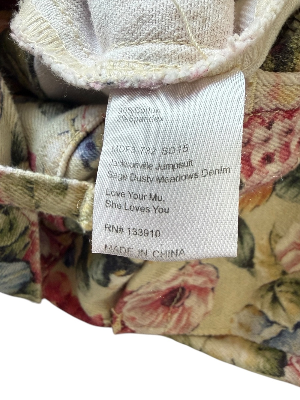 Show Me Your Mumu Jacksonville Floral Denim Belted Jumpsuit S Boho Dusty Meadows - Picture 15 of 15